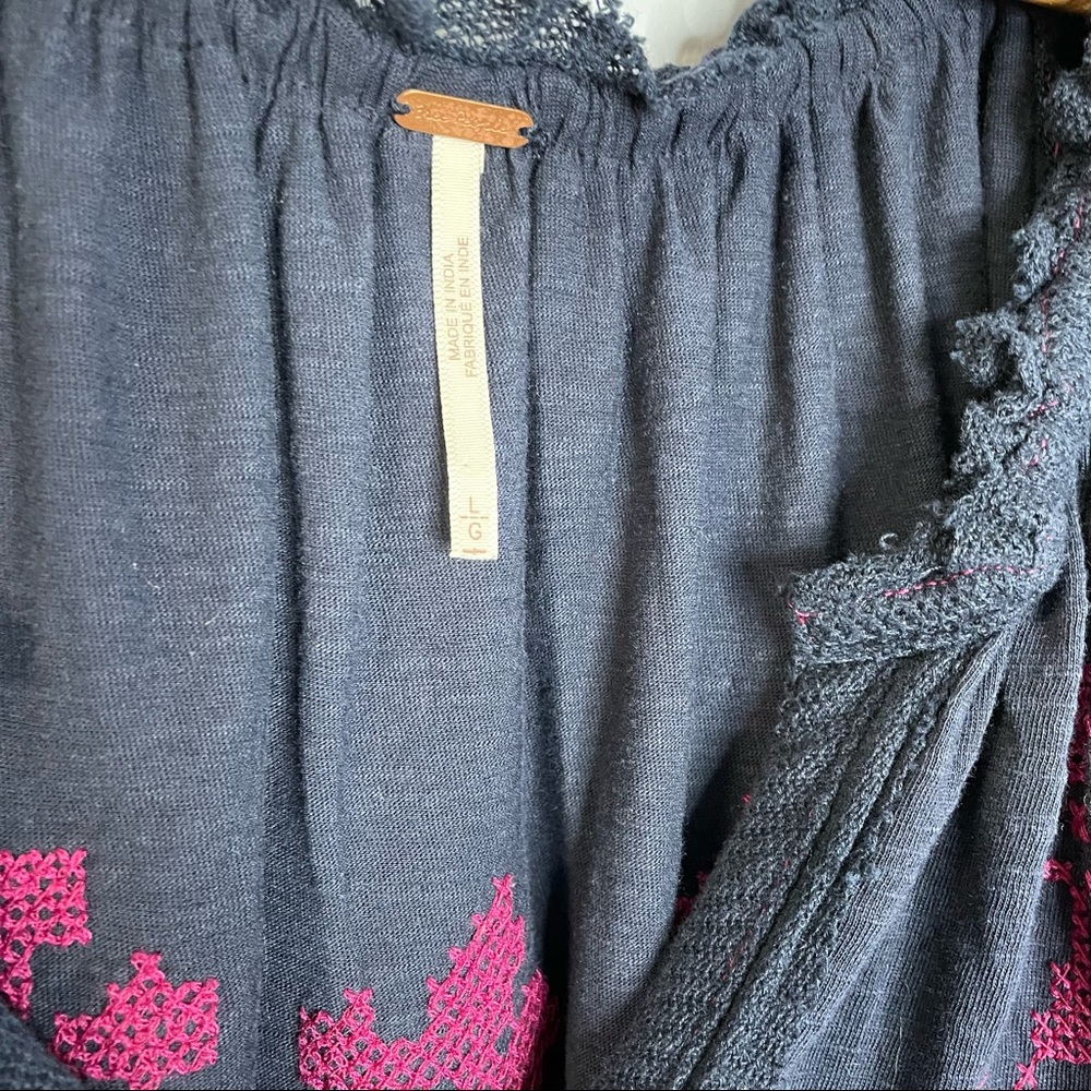 Free People Persuasion Balloon Sleeve Embroidered Peasant Top - Picture 8 of 10